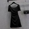 Vestido de Verano 2026 con Mangas Abullonadas para Mujer, Vestido de Estilo Francés para Banquetes, Elegante Falda Corta Irregular de Socialité