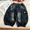 Pantalones de Mezclilla Largos para Niños de Edad Media y Mayores Estilo Coreano Tendencia Estilo Ropa de Trabajo Jeans para Niños y Niñas Pantalones de Mezclilla Elegantes Tendencia