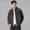 Camisa jeans workwear americana retrô lavada desgastada 2026 para homens, nova jaqueta casual solta de outono e inverno, marca masculina da moda