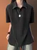 Camisa Polo de Verão Unissex Estilo Retro Americano com Gola Reversível, Caimento Solto, Respirável, Moderna, Versátil, com Rebites e Padrão Espinha de Peixe