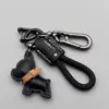 Llavero Colgante de Cachorro Bulldog Francés Lindo de Dibujos Animados Anillo para Llavero de Coche Colgante de Bolsa de Cuerda Tejida a Mano de Cuero