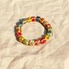 Pulsera de Cerámica Esmaltada de Flores de Jingdezhen con Cuentas Redondas y Cuadradas de Esmalte de Colores, Estilo Étnico, Nuevo Estilo Chino, Pulsera de Cuentas Retro para Mujer