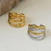 Anillos con un Toque de Lujo de Nicho, Acero Inoxidable, Lujo Ligero, Diseño de Línea Geométrica, Diseño Abierto Ajustable, Venta al por Mayor Transfronteriza