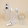 Conjunto de Frascos Vazios para Cosméticos Frascos de Vidro Translúcido Fosco Frascos para Creme Frascos para Loção Frascos com Bomba Frascos para Leite de Limpeza
