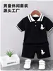 Ropa Infantil Transfronteriza Niños Verano Casual Moda Dinosaurio Bordado Camisa Polo + Pantalones Cortos Conjunto de Dos Piezas Venta al por Mayor