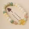 Pulsera de Rosario de un Solo Círculo de Cuentas Separadas de Jade Blanco Natural Bodhi Weathered Multi-Treasure Bodhi de 7x9 mm para Mujeres