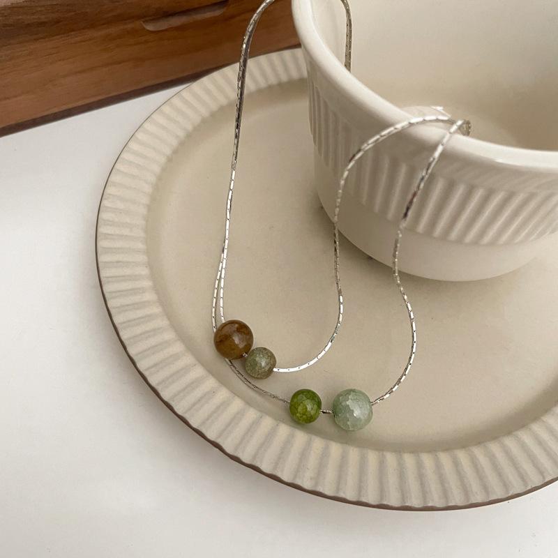 清冷风天然石吊坠项链女夏锁骨链2022年新款网红小众气质简约