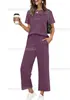 Amazon Comercio Exterior Transfronterizo Europeo y Americano Primavera y Otoño Nueva Moda Cómodo Casual Deportivo Manga Corta Color Sólido Traje de Oficina para Mujer