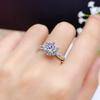Ocho Corazones y Ocho Flechas Chapado en Pt950 Celebridad de Internet Douyin Kuaishou Anillo Abierto de Zirconia de Diamante Completo para Mujer Anillo de Diamante de Alto Carbono