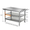 Fengguan Mesa de Trabajo de Acero Inoxidable Mesa de Cocina Estante de Almacenamiento Tabla de Cortar Estante Comercial Encimera Rectangular