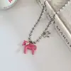 Corea del Sur Dongdaemun Mismo Lindo Colgante de Caballo Esmaltado Cadena de Cuello de Aleación de Frijol Femenina Mismo Bloggera Femenina Dulce Fresca