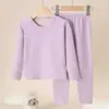 Conjunto de Ropa Interior Térmica de Lana para Niños, Tops y Pantalones Térmicos de Seda para Niños, Pijamas para Niños Pequeños, Ropa de Casa Estudiante para Niñas