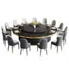 Mesa Eléctrica de Comedor de Hotel Mesa Redonda Grande Mesa Estilo Chino Nuevo Tablero de Roca Mesa Giratoria Rotatoria para 20 Personas Restaurante Club Habitación Privada
