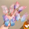 Pasador de Mariposa Móvil Doble Capa Tul Color Degradado Accesorios Antiguos para el Cabello Transmisión en Vivo Accesorios para la Cabeza Hanfu Fabricante Mayorista