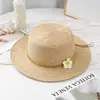 Sombrero de Paja con Lazo de Encaje de Estilo Nuevo de Verano para Mujer, Sombrero de Protección Solar de Ala Ancha, Sombrero de Playa Personalizable para Vacaciones al por Mayor