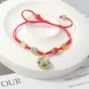 Pulseira Cordão Vermelho Ano do Cavalo 2026 Irmã Jiang Corrente de Contas Puramente Feita à Mão Cavalinho de Madeira Pulseira do Ano do Cavalo do Zodíaco para Homens e Mulheres Atacado