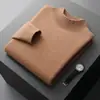 Suéter de cuello alto medio para hombre, lana pura, otoño e invierno, camiseta básica de manga larga, talla grande, holgado y grueso, disponible para venta al por mayor
