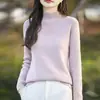 Nova Roupa de Malha de Algodão Meia-Gola Slim Fit Cor Sólida Estilo Coreano Camada Interna Emagrecedora Suéter Quente Top para Mulheres