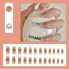 Uñas Portátiles Estampadas Más Vendidas Xiaohongshu Douyin Tendencia Pegatinas para Uñas Uñas Postizas 24 Piezas Uñas Portátiles Otoño e Invierno Venta al por Mayor