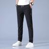 Pantalones de seda de hielo para hombre, nuevos pantalones casuales de negocios finos de etiqueta negra de verano, pantalones deportivos rectos transpirables elásticos de talla grande