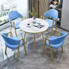 Mesa y sillas de lujo ligero estilo italiano para oficinas de ventas, escritorio de recepción, mesa redonda pequeña de oficina moderna minimalista comercial