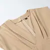 Atacado de roupas femininas estilo europeu e americano ins transfronteiriço outono 2026 novo vestido longo de alta qualidade com decote V e mangas sino acinturado