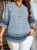 Camiseta Feminina Nova Primavera e Verão Cruzada Plus Size Moda Estampada - Site Independente da Amazon Top Listrado Estampado