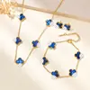 Conjunto de Flores Trevo de Quatro Folhas Transfronteiriço Joias de Aço Titânio Atacado Joias de Aço Inoxidável de Luxo Leve de Ponta