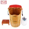 Barril de Madera con Tapa para Remojo de Pies de Cedro, Bañera Calentada para Pies, Barril de Fumigación, Terapia Caliente para Pies, Barril para Lavado de Pies al Vapor para Uso Doméstico y Mayorista