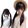 [Peluca] Peluca Femenina Cobertura Completa de Cabeza 65cm Negra Larga Lisa Lolita Cabello Largo Liso Peluca Completa Cobertura Completa de Cabeza