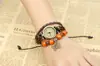 Pulsera de reloj de cuero trenzado multicapa con calavera punk vintage de una sola pieza, directo de fábrica, joyería para pareja y estudiante