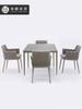 Mesa e cadeira de vime nórdicas para áreas externas, combinação de mesa de jantar para lazer, sofá individual, mesa de centro, móveis para pátio, atacado