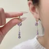Pendientes de borla de bola de diamante color marrón Maillard, elegantes y delicados, súper brillantes, de alta gama, de lujo, combinan con todo, coreanos