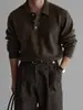 Suéter de punto con cuello polo estilo Old Money para hombre, de color liso para otoño e invierno, con cuello de solapa, top de lana holgado e informal de manga larga
