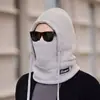 Chapéu de inverno para ciclismo masculino com máscara facial à prova de frio, aquecedor de pescoço quente, balaclava pullover, chapéu Lei Feng feminino de inverno com forro de fleece à prova de vento