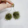 Novos Brincos de Pino Especiais da Moda Banhados a Ouro Real Prata 925 Real Bola de Pelo Primavera e Outono Longos Distintos Fofos Doces