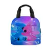 Bolsa de almuerzo con estampado de dibujos animados de Stitch transfronteriza para estudiantes de primaria y secundaria, lonchera térmica, bolso de mano, bolsa de comida para niños