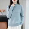 Suéter de Tricô Gola Alta Meia com Crochê Intricado Estilo Old Money para Mulheres, Nova Moda 2026 Quente Camada Base