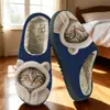 Pantuflas de Algodón Cerradas con Estampado de Gato de Dibujos Animados para Mujer, Pantuflas de Felpa para el Hogar en Interiores de Otoño e Invierno, Pantuflas para Maternidad, Venta al por Mayor por Dropshipping Transfronterizo