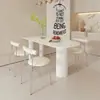 Mesa de jantar e cadeiras de ardósia branca pura e cremosa, mesa de reunião moderna minimalista, mesa de jantar semicircular econômica para apartamentos pequenos