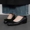 Zapatos de Piel de Oveja Suave Estilo Retro Francés con Boca Baja para Mujer, Tacones Cuadrados Estilo Commuter, Zapatos Sencillos para Mujer con Lazo y Aumento de Altura Interior