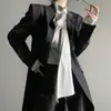 Directamente del Fabricante, Chaqueta Larga Estilo Yamamoto, Unisex, Sensación de Alta Gama, Negra, Corte de Hombro Regular, Gabardina
