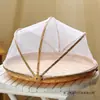 Recogedor cubierto con malla, tamiz tejido de bambú a prueba de insectos, canasta para secar alimentos para el hogar, canasta de almacenamiento a prueba de moscas, canasta de bambú con malla, canasta para tamales