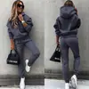 Amazon Ebay Otoño e Invierno Nuevo Moda de Exportación Europea y Americana Conjunto Deportivo Casual de Sudaderas de Forro Polar de Manga Larga Conjunto de Dos Piezas