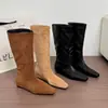 Botas Largas de Mujer para Aumentar la Altura 2026 Nuevas Botas de Tubo Recto Adelgazantes Retro Otoño/Invierno Botas Versátiles de Caña Alta para Montar