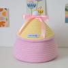 Cesto de Armazenamento de Detritos Coberto para Mesa Cesto de Armazenamento Tecido em Corda de Algodão Cesto de Armazenamento Decorativo de Lanche de Desenho Animado Fofo Caixa de Armazenamento