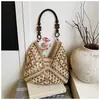 Bolso de Paja Tejida de Verano Transfronterizo para Mujer, Bolso Tote de Hombro Hueco de Moda Nuevo para Vacaciones en la Playa, Bolso Cesta Tejida