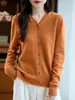 Cárdigan de punto con capucha de alta gama listo para usar para mujer, nuevo modelo primavera/otoño, 100% lana pura, abrigo suéter holgado y elegante