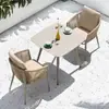 Mesa y silla de exterior al aire libre jardín terraza de ocio patio tienda de té con leche cafetería silla de ratán de ocio combinación de muebles