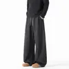 Pantalones Deportivos De Algodón Pesado Gris Oscuro Desestructurados Para Hombre Marca Trendy Corte Limpio Holgado Caída Casual Pierna Ancha